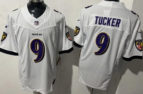 Baltimore Ravens #9 Justin Tucker Limited White FUSE Jersey
