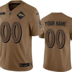 Baltimore Ravens Customized Brown 2023 Salute To Service Jersey