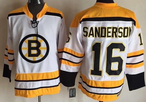 Boston Bruins #16 Derek Sanderson White Throwback Jersey