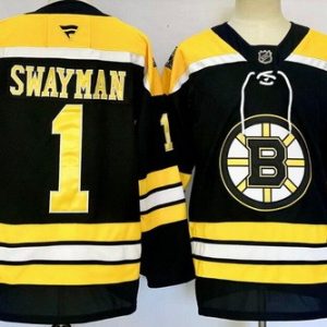 Boston Bruins #1 Jeremy Swayman Black Authentic Jersey