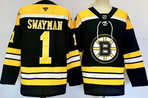 Boston Bruins #1 Jeremy Swayman Black Authentic Jersey