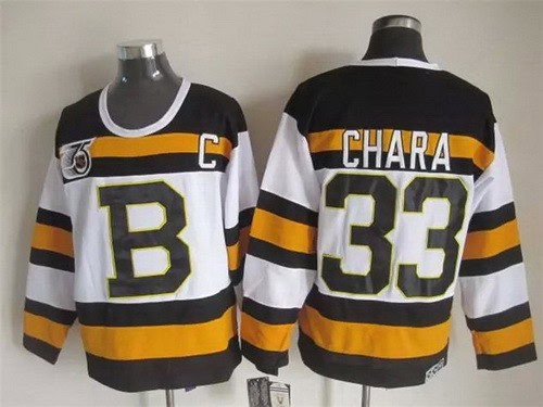 Boston Bruins #33 Zdeno Chara White 75th Throwback Jersey