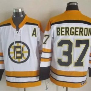 Boston Bruins #37 Patrice Bergeron White Throwback Jersey