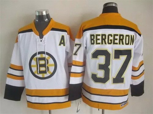 Boston Bruins #37 Patrice Bergeron White Throwback Jersey