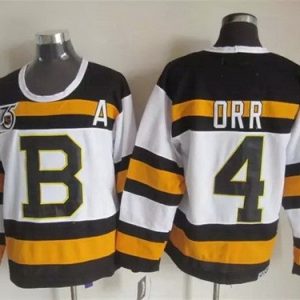 Boston Bruins #4 Bobby Orr White 75th Throwback Jersey