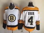 Boston Bruins #4 Bobby Orr White Yellow Throwback Jersey