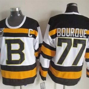 Boston Bruins #77 Ray Bourque White 75th Throwback Jersey