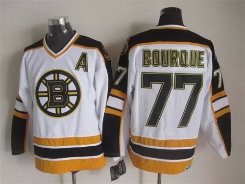 Boston Bruins #77 Ray Bourque White Retro Jersey