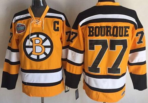 Boston Bruins #77 Ray Bourque Yellow Throwback Jersey