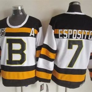 Boston Bruins #7 Phil Esposito White 75th Throwback Jersey