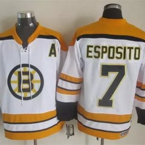 Boston Bruins #7 Phil Esposito White Throwback Jersey