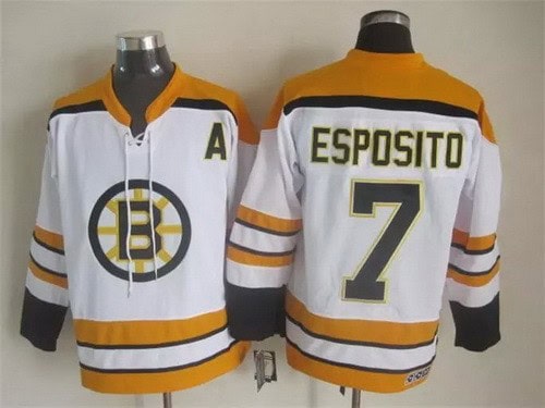 Boston Bruins #7 Phil Esposito White Throwback Jersey