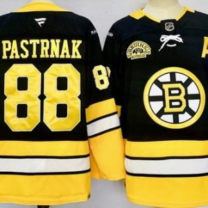 Boston Bruins #88 David Pastrnak Black 100th Anniversary Authentic Jersey