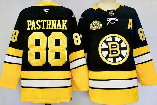 Boston Bruins #88 David Pastrnak Black 100th Anniversary Authentic Jersey