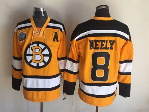 Boston Bruins #8 Cam Neely Yellow Throwback Jersey