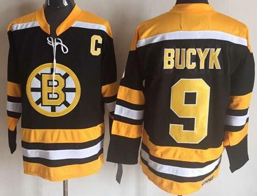 Boston Bruins #9 Johnny Bucyk Black Throwback Jersey