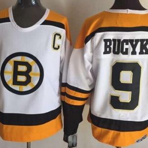 Boston Bruins #9 Johnny Bucyk White Throwback Jersey
