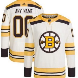 Boston Bruins Customized Cream 100th Anniversary Authentic Jersey