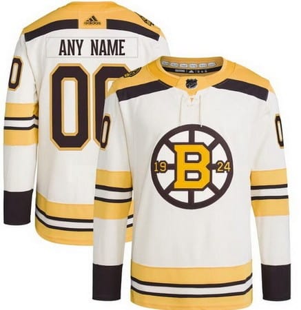 Boston Bruins Customized Cream 100th Anniversary Authentic Jersey