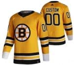 Boston Bruins Customized Gold 2021 Reverse Retro Special Authentic Jersey