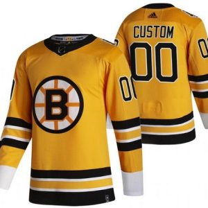 Boston Bruins Customized Gold 2021 Reverse Retro Special Authentic Jersey
