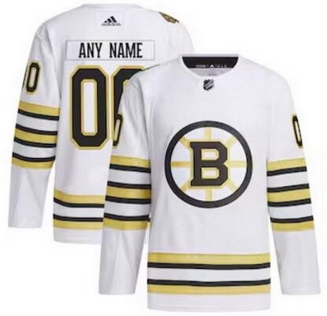 Boston Bruins Customized White 100th Anniversary Authentic Jersey