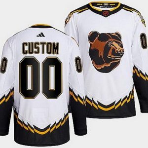 Boston Bruins Customized White 2022 Reverse Retro Authentic Jersey