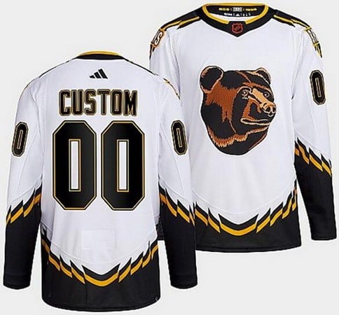 Boston Bruins Customized White 2022 Reverse Retro Authentic Jersey