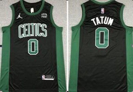 Boston Celtics #0 Jayson Tatum Black Statement Icon Sponsor Swingman Jersey