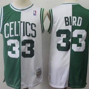 Boston Celtics #33 Larry Bird Green White Split 1985 Throwback Swingman Jersey