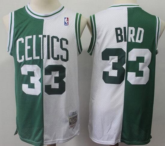 Boston Celtics #33 Larry Bird Green White Split 1985 Throwback Swingman Jersey