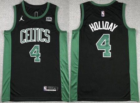 Boston Celtics #4 Jrue Holiday Black Statement Icon Sponsor Swingman Jersey