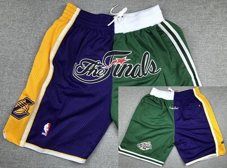 Boston Celtics Los Angeles Lakers Green Purple 2008 Finals Just Don Shorts