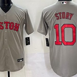 Boston Red Sox #10 Trevor Story Gray Cool Base Jersey
