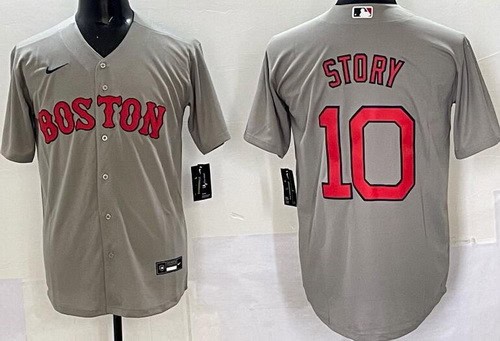 Boston Red Sox #10 Trevor Story Gray Cool Base Jersey