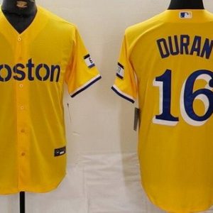 Boston Red Sox #11 Jarren Duran Yellow City Connect Player Name Cool Base Jersey