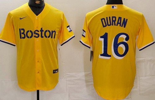 Boston Red Sox #11 Jarren Duran Yellow City Connect Player Name Cool Base Jersey