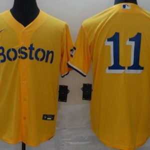 Boston Red Sox #11 Rafael Devers Yellow 2021 City Cool Base Jersey