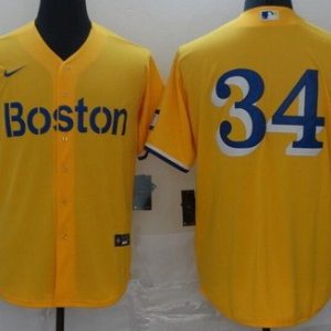 Boston Red Sox #34 David Ortiz Yellow 2021 City Cool Base Jersey