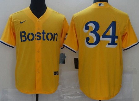 Boston Red Sox #34 David Ortiz Yellow 2021 City Cool Base Jersey