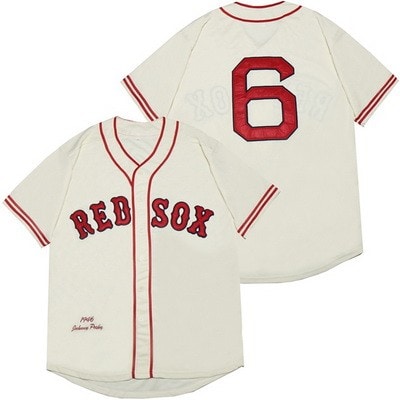 Boston Red Sox #6 Johnny Pesky Cream 1946 Throwback Jersey