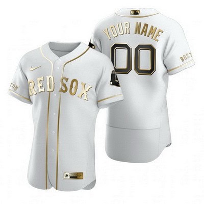 Boston Red Sox Customized White Gold 2020 FlexBase Jersey