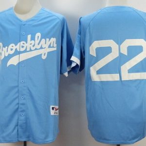 Brooklyn Dodgers #22 Clayton Kershaw Light Blue Throwback Jersey