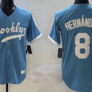 Brooklyn Dodgers #8 Enrique Hernandez Light Blue Cooperstown Collection Cool Base Jersey