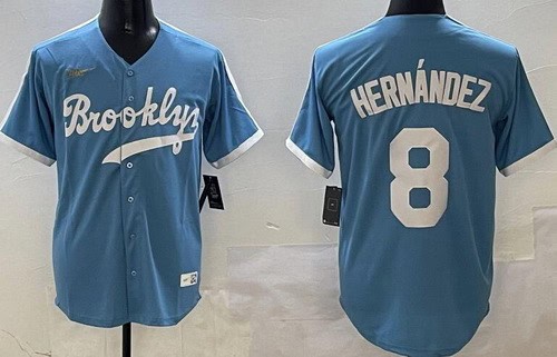 Brooklyn Dodgers #8 Enrique Hernandez Light Blue Cooperstown Collection Cool Base Jersey