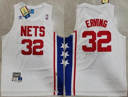 Brooklyn Nets #32 Julius Erving White Throwback Swingman Jersey