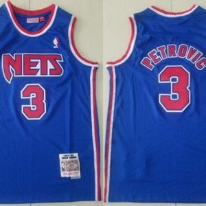 Brooklyn Nets #3 Drazen Petrovic Blue 1992 Throwback Swingman Jersey