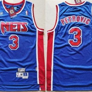 Brooklyn Nets #3 Drazen Petrovic Blue Hollywood Classic Swingman Jersey