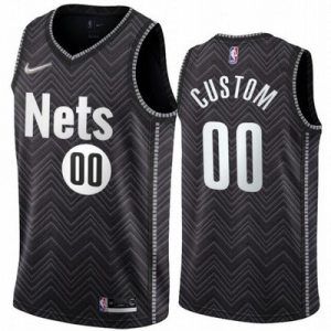 Brooklyn Nets Custom Black Earned Icon Hot Press Jersey