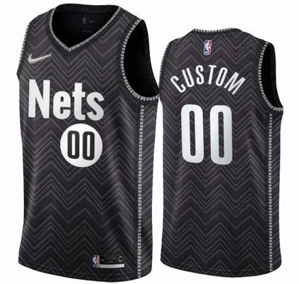 Brooklyn Nets Custom Black Earned Icon Hot Press Jersey